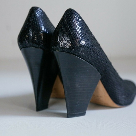 Luiza Barcelos Sequin Black Wedge Heels - Picture 6 of 8